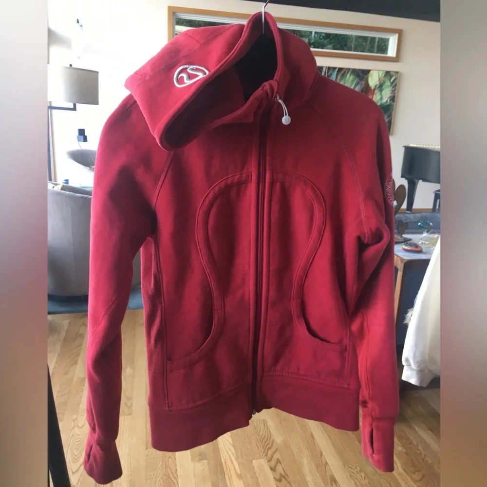 Lululemon Red It’s Just Lunch Scuba Hoodie Full Zip Jacket - Picture 3 of 17